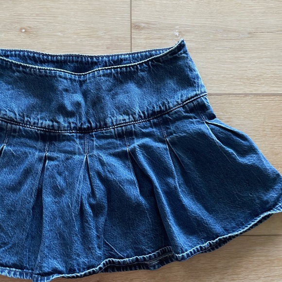 American Eagle Outfitters Dark Blue Denim Skirt Hi-Rise Mini - Picture 3 of 6